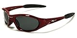 Polarized Xloop Sport Cycling Fishing Golf Wrap Around Running Sunglasses + Monogram Microfiber Pouch (Red)