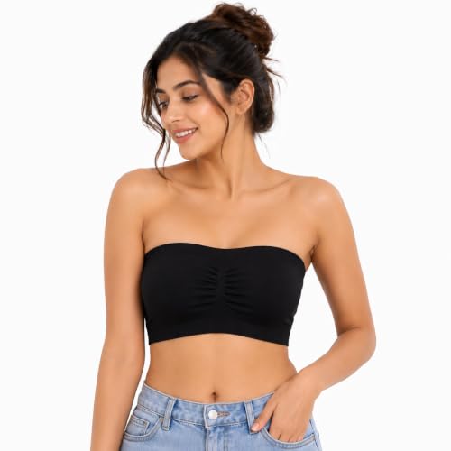 Image of Women's Maternity Nursing Bra, Front Open with Button Closure, Wirefree Padded, Seamless Inner, with Tube Bra,Pack of 1 (Free Size 30,32,34)