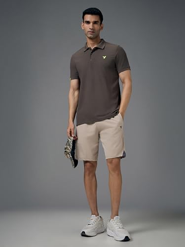 Image of TECHNOSPORT Men's Polyester Slim Fit Self-Design Short Sleeve Polo Matpiq T-Shirt with Anti Microbial, Techno Dry for Regular and Casual Use