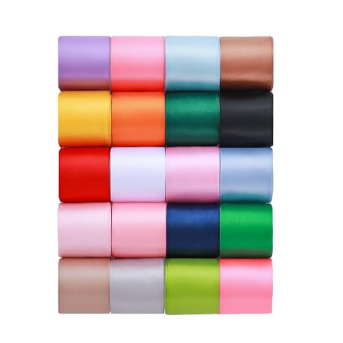 KEOSREE 1-1/2 inch 20 Colors Satin Ribbon Set, 1.5