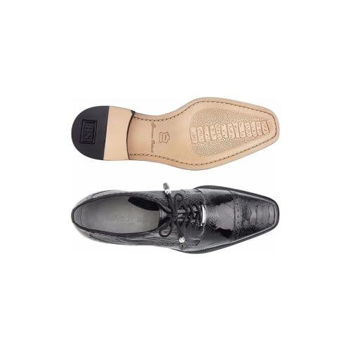 Batta Black Genuine Ostrich Cap-Toe Lace-ups