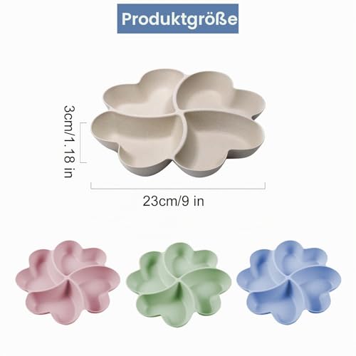 ZSMJAER Snackteller mit Fächern 4 Stück Snackschale Wiederverwendbare Teller mit Unterteilung Snackteller Snackschale mit Fächern für Home Party für Nuss Candy Obst Essen Getrocknetes