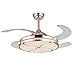QCLU Invisible Light Metal Fan plafond Lustre 36/42 pouces plafond Télécommande LED Lumière moderne Ventilateur au plafond avec lumière rétractable Lame Dimmable éclairage Ventilateur Lustre plafond k