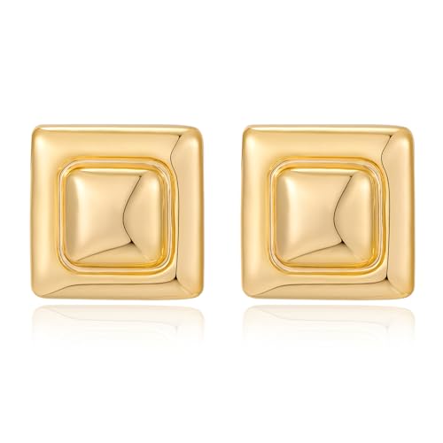 Gold Square Stud Earrings for Women Polished Spiral Stud Earrings for Women Birthday Jewelry