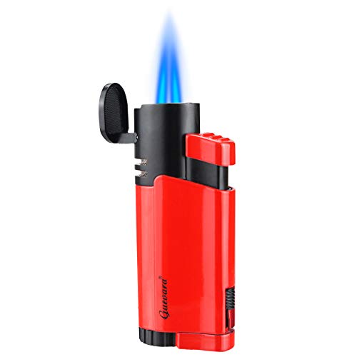 Torch Lighters Double Jet Butane Torch Cigar Lighters with Punch Windproof (Red)(Without Gas)