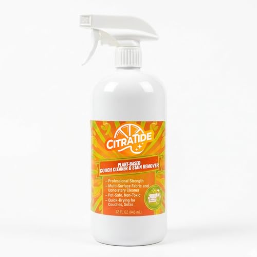 CITRATIDE Plant-Based Couch Cleaner & Stain Remover Spray – Upholstery & Fabric Cleaner for Sofas, Couches & Car Interiors – Pet & Kid Safe, Non-Toxic, Eco-Friendly, Made in USA