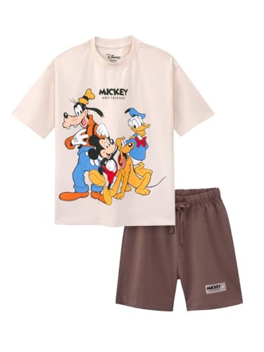 Image of Nap Chief Kids Cotton Official Disney Characters Print Co-Ord Set for Boys & Girls | Half Sleeve T-Shirt & Shorts Set | Soft Casual Summer Wear