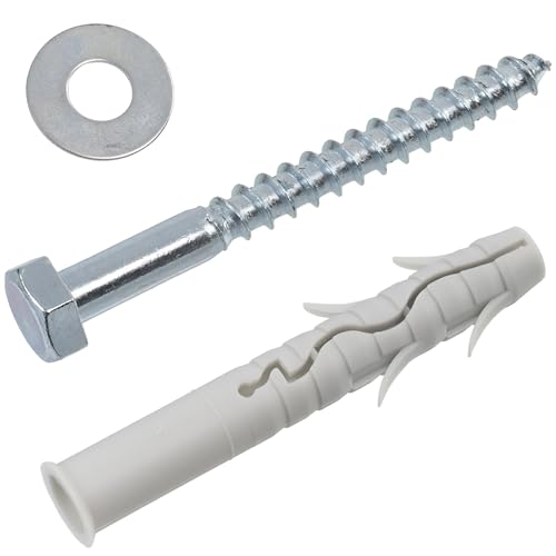 AERZETIX - Kit de 10 chevilles à collerette Ø14x100 mm en nylon avec ailettes + 10 vis tirefond...