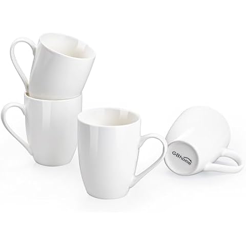 GBHOME Porcelain Coffee Mugs Set, 16 oz Large Coffee Mugs Set of 4 for Dad Mom Women Men, Light Weight Ceramic Coffee Cups for Cappuccino,Latte,Tea,Cocoa, Dishwasher & Microwave Safe, Off White Cover