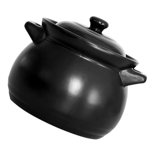 LOORGVEL 耐高温セラミック鍋 黒色 卓上調理用 スープ 煮込み対応 お手入れ簡単 ガス火対応 家用炊飯鍋