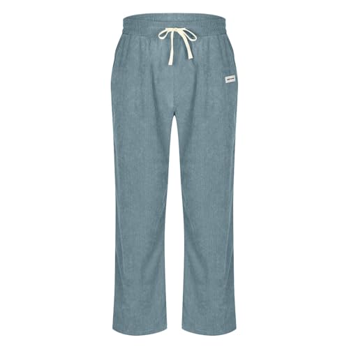 Mens Corduroy Pants Baggy Wide Leg Long Trousers Loose Fit Drawstring Elastic Waist Sweatpants Vintage Harem Pants2