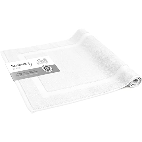 herzbach home Alfombrilla de baño 100% algodón, alfombrilla de ducha, 1000 g/m², absorbente, lavable (blanco, 60 x 100 cm) Cover