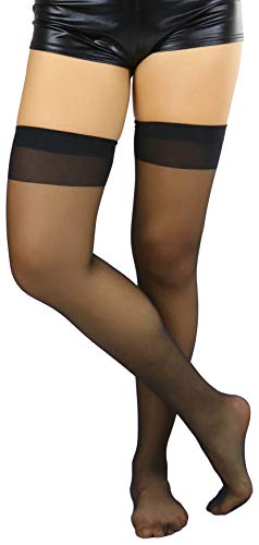 Image of ToBeInStyle Women's Sheer Banded Thigh High Socking w /Opaque Band