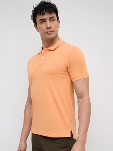 Image of Parx Men Regular Fit Solid Pattern Cotton Polyester Blend Half Sleeve Polo Neck Casual T-Shirt