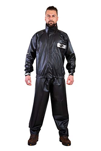 ALBA Waterproof Rain Suit for Motorcycles (Medium) (Black) - Thumbnail 4