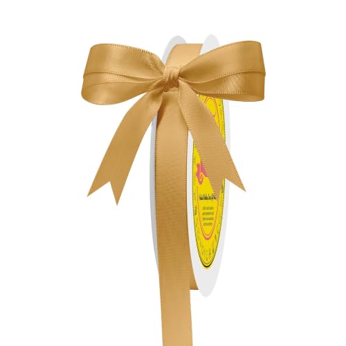 Image of Double Face Old Gold Satin Ribbon 1 /2 inch X 50 Yards Polyester Old Gold Ribbon for Gift Wrapping Very Suitable for Weddings Party Invitation Decorations and More