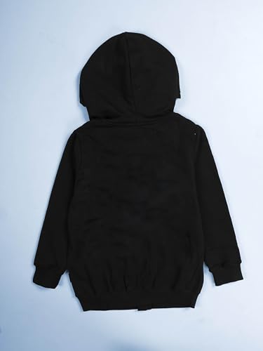 Image of KiddoPanti Boys Solid Cotton Full Sleeve Zip-Up Front Open Hooded Sweatshirt