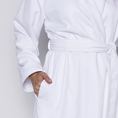 Mansfield, Unisex Spa Microfiber Shimmer Lined Shawl Collar Robe, White, O/S