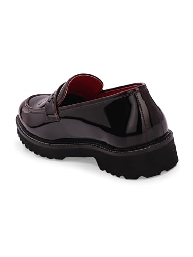 Image of San Frissco Men's Glossy Shine Loafers - Slip‑On Formal Shoes with Buckle, Anti‑Slippery Wrinkle‑Free Leatheratte Upper, Durable Lightweight Design, Comfortable Cushioned Footbed