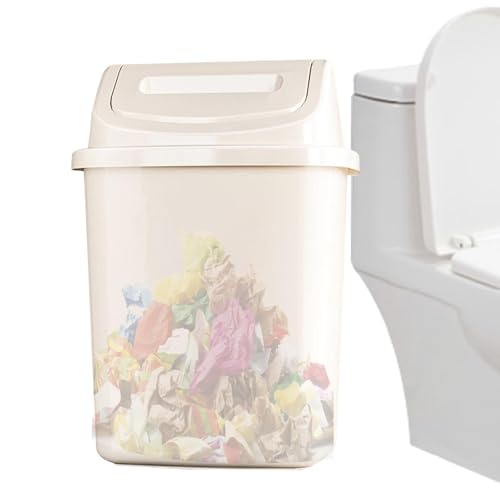 WJnflQN Cubo de basura de baño con tapa oscilante, contenedor de basura con tapa oscilante - 3,17 galones de capacidad de 3,17 galones | Contenedor de basura para espacios compactos, salón, dormitorio