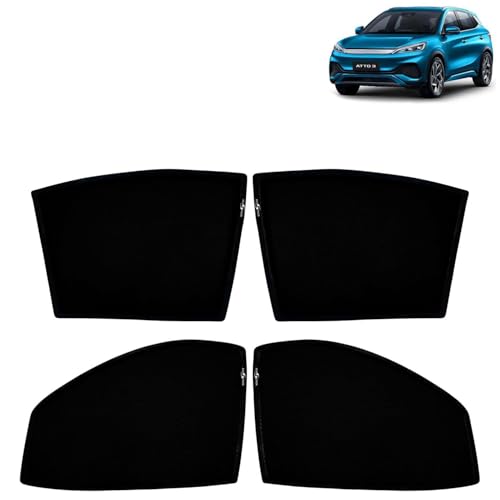 Image of KINGSWAY Car Sun Shade Curtains Only Compatible with BYD ATTO 3 (2022 Onwards) | Z-Black Fix-Type (Non-Magnetic) | UV & Heat Protection | Pack of 4 Pcs