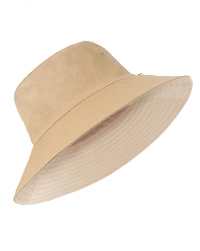Image of XXL Oversize Bucket Hat Reversible, XL L M S Fisherman Sun Cap With Chin Strap, Travel Beach Outdoor Hat For Men Women