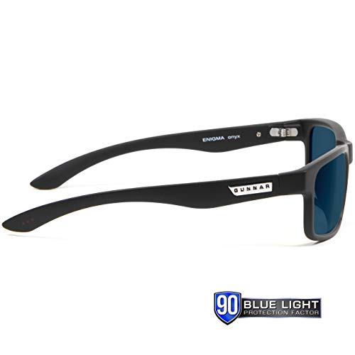 Gunnar Gaming and Computer Eyewear - Enigma, Smoke frame, Amber Tint - Blue Light Blocking Glasses - Patented lens, Blocks 65% Blue Light & 100% UV Light - Reduce eye strain & dryness
