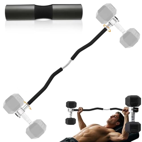 MARCHMARS Dumbbell Barbell Converter Bar Set, Adjustable Barbell Converter for Home Gym, Compatible with Most Dumbbells Including BowFlex, All-Steel Bar, Supports Up to 220 lbs for Weight Lifting