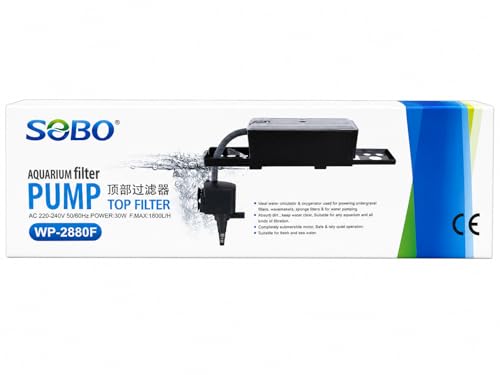 Image of FAH WP-2880F Aquarium Internal Filter Pump | 30W, 1800L /H | Submersible Tank Top Filter | For 3-3.5 Ft Tanks | With Filter Media Chambers | Oxygenator Free Cotton Pad