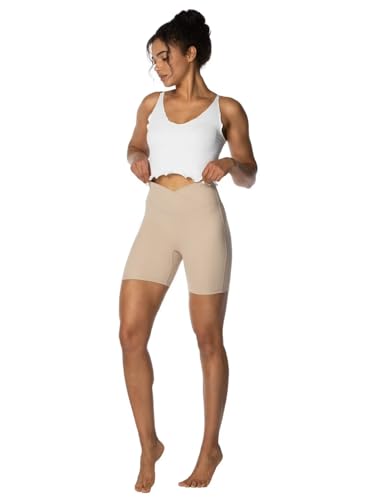 Image of Sunzel Crossover Biker Shorts for Women, No Front Seam V High Waist Yoga Workout Gym Shorts with Tummy Control | 4 Or 6-Inch Inseam, High Waisted, Tummy Control, Crossover Waist, Buttery Soft, No Front Seam, Squat Proof, Compression