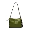 Fossil Women's Allie Leather Satchel Purse Handbag, Green Olive