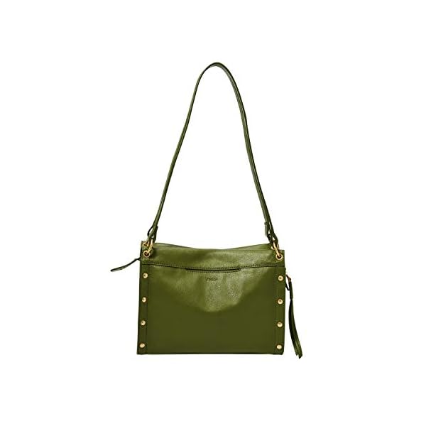 Fossil Women's Allie Leather Satchel Purse Handbag, Green Olive
