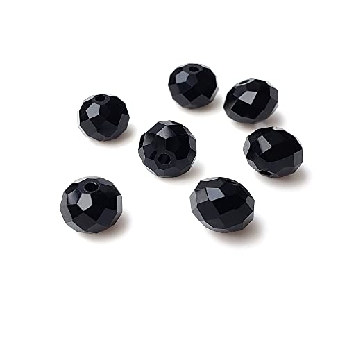 Image of 8mm Rondelle Black Glass Beads for Jewelry Making 300pcs Faceted Briolette Shape Crytal Spacer Beads for Bracelet Necklace Earring