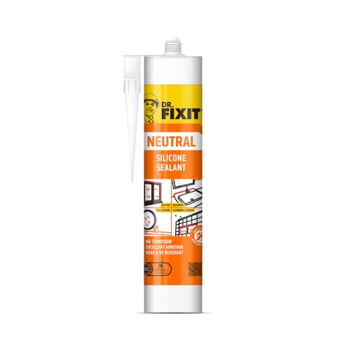 Dr. Fixit Neutral Silicone Sealant Clear 280ML High-Performance Odor-Free Adhesive for Metal Plastic Glass & Masonry | Waterproof & Weather-Resistant | Ideal for Indoor & Outdoor Use
