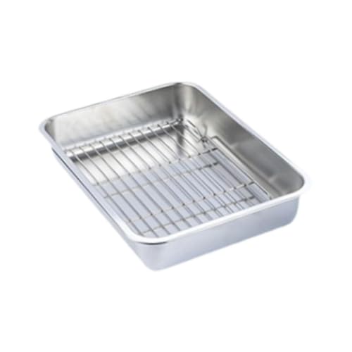 Bothyi Baking Sheet with Rack Oil Strainer Tray,Sturdy,Rectangular Stainless Steel Baking Pan Oven Tray and Cooling Rack, 36x27x7cm