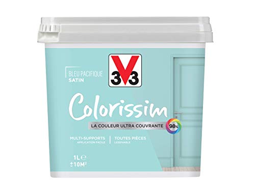 V33 Peinture multi-supports COLORISSIM® SAT Bleu Pacifique SATIN 1 L