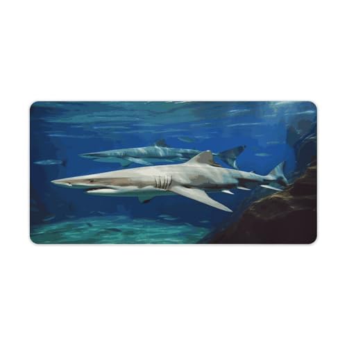 Two White Sharks Desk Pad con base de goma 30x60 cm