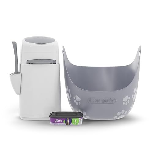 Litter Genie Litter Box and Style Pail Cat Litter Disposal Bundle with Starter Refill | Odor-Locking Scoop-to-Disposal Cat Litter Cleaning System