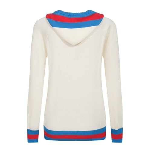 Women's Cardigan Sweaters Full Zip Casual White Cardigan Blue Red Stripe Hooded Sweaters2