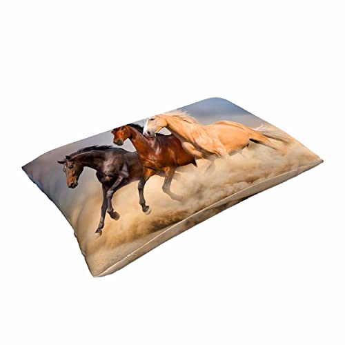 Mugod Home Decor Pillow Cases Running Horse Black Brown,Standard Throw Cushion Cover For Bed Couch Sofa Office Decor 20X30 Inches #TOP2