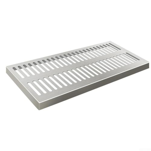 Jotekonoby Grille de vidange en acier inoxydable pour l'extérieur | Couvercle de vidange rectangulaire antidérapant avec design à double latte | Convient pour jardin, terrasse, allée (200 x 300 x 20 x
