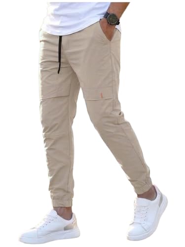 Image of ANNI Designer Men Cargo Pants Cotton Solid | Cargo Pants for Men | Mens Cargo Trouser | Multi Pocket Cargo Pant Regular Fit | Casual Stylish Bottom Wear for Mens Comfortable Clothing