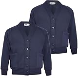 A2Z 4 Kids Girls Club Scouts School Uniform Burshed V Neck Cardigan - Cardigan 356 2 Pack Navy 13-14