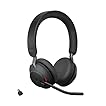 Jabra Evolve2 65 Wireless PC Headset – Noise Cancelling Microsoft Teams Certified Stereo Headphones with Long-Lasting Battery – USB-C Bluetooth Adapter – Black