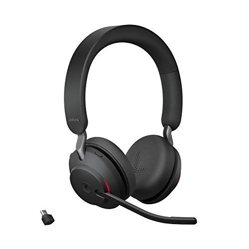 Jabra Evolve2 65 Auriculares Inalámbricos Estéreo PC con Cancelación de Ruido - Certificados para Microsoft Teams - Batería de Larga Duración - Adaptador Bluetooth USB-C - Negro