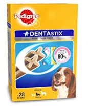 Pedigree Adult Dog Treat Combo - Pedigree Dentastix, Oral Care Treat for Medium Breed Dogs, 720 g (28 Sticks) with Pedigree Meat Jerky Stix, Grilled Liver Flavoured Dog Treats, 80 g (Pack of 4)