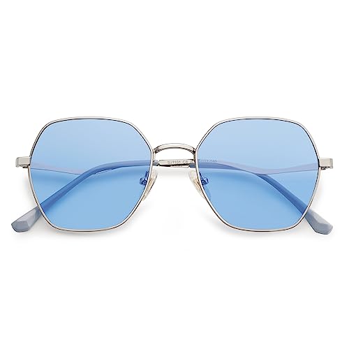 SOJOS Retro Hexagon Square Polarized Sunglasses for Women Men Vintage Hexagonal Polygon Shades SJ1101