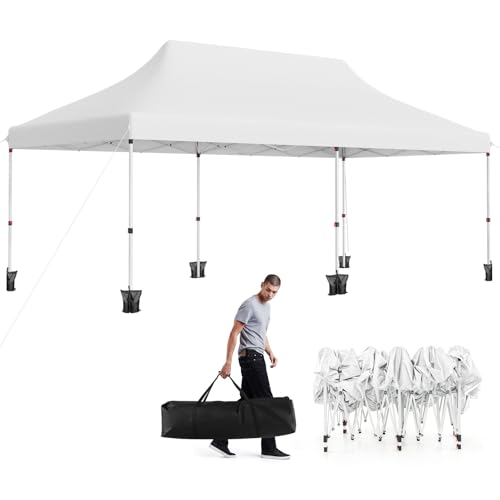 GOPLUS Tonnelle Pliante 3x6m Imperméable, Tonnelle Barnum Pliante 3x6 de Jardin Exterieur, Sac de Transport, Sac Lesté, Pavillon de Jardin Pop-Up pour Fête,...