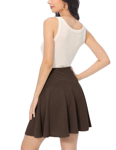 High Waist Flared A-Line Flared Mini Skirt with Elastic Waistband3