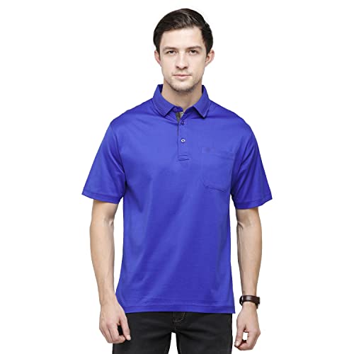 Image of Classic Polo Mens Solid Polo Neck Half Sleeve Regular Fit 100% Cotton Royal Blue Core T-Shirt (SEDOS-Snorkel Blue AF P XL)